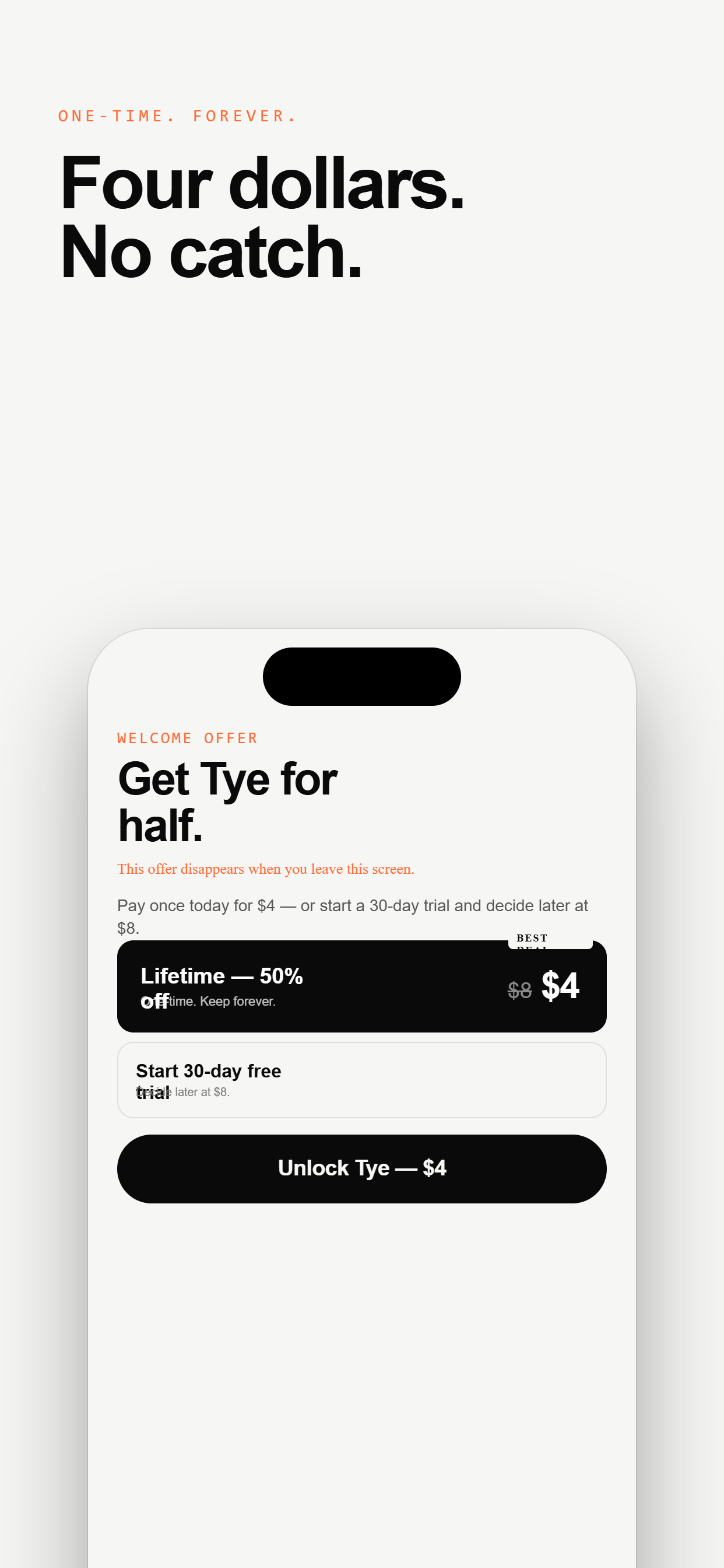 Lifetime pricing